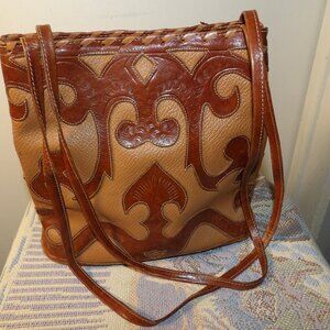 LL Leaders In Leather Laser Cut Leather Rawhide Shoulder Bag